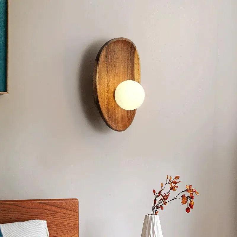 Japanese Minimalist Solid Wood Wall Light │ Modern Nordic LED Bedside Lamp Lighting - Besontique Home