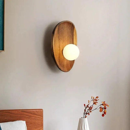 Japanese Minimalist Solid Wood Wall Light │ Modern Nordic LED Bedside Lamp Lighting - Besontique Home