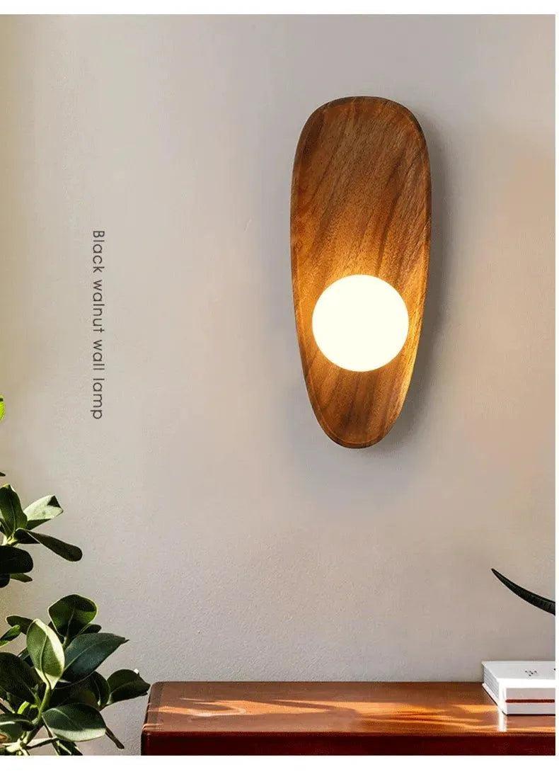Japanese Minimalist Solid Wood Wall Light │ Modern Nordic LED Bedside Lamp Lighting - Besontique Home