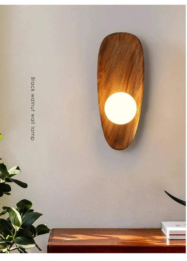 Japanese Minimalist Solid Wood Wall Light │ Modern Nordic LED Bedside Lamp Lighting - Besontique Home