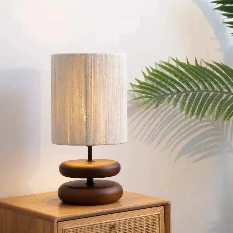 Japanese Modern Retro Style Table Lamp │ Solid Walnut Wood Desk Lights - Besontique Home