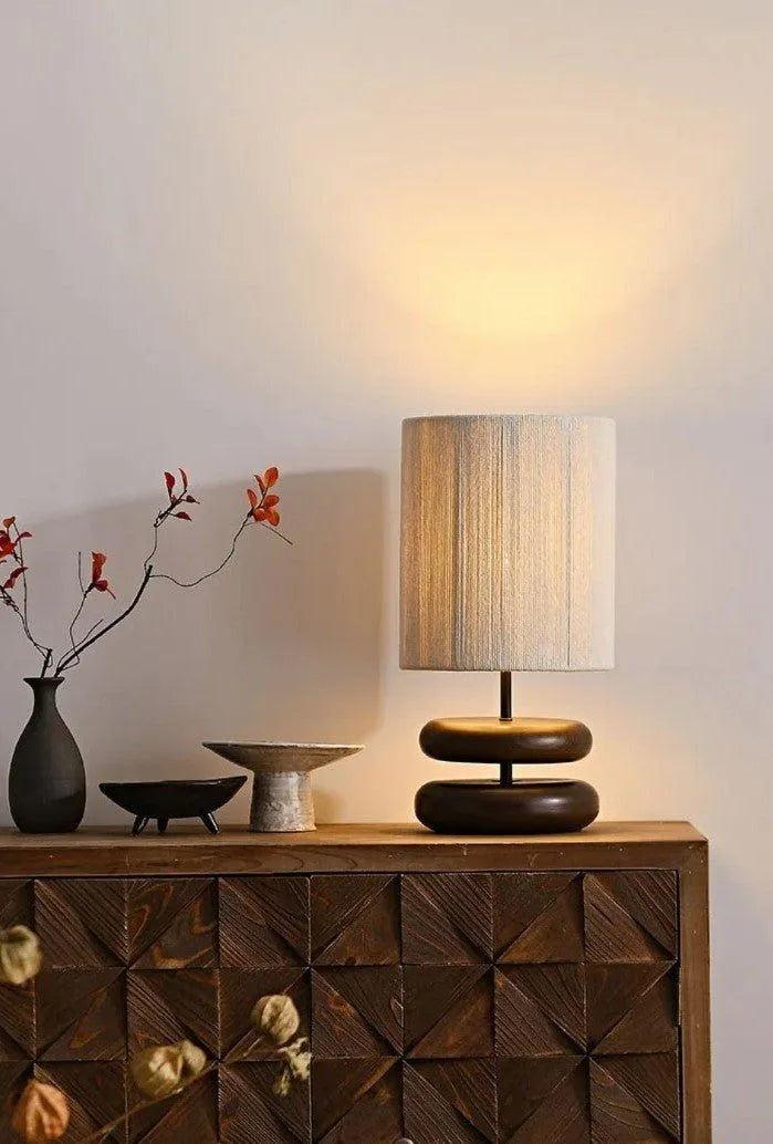 Japanese Modern Retro Style Table Lamp │ Solid Walnut Wood Desk Lights - Besontique Home