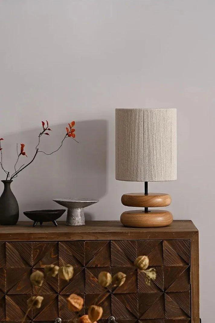 Japanese Modern Retro Style Table Lamp │ Solid Walnut Wood Desk Lights - Besontique Home