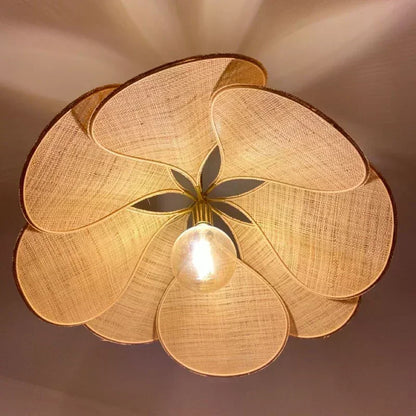 Modern Fabric Flower Art Petal Pendant Ceiling Light │ Neutral Solid Color Chandelier Hanging Lamp