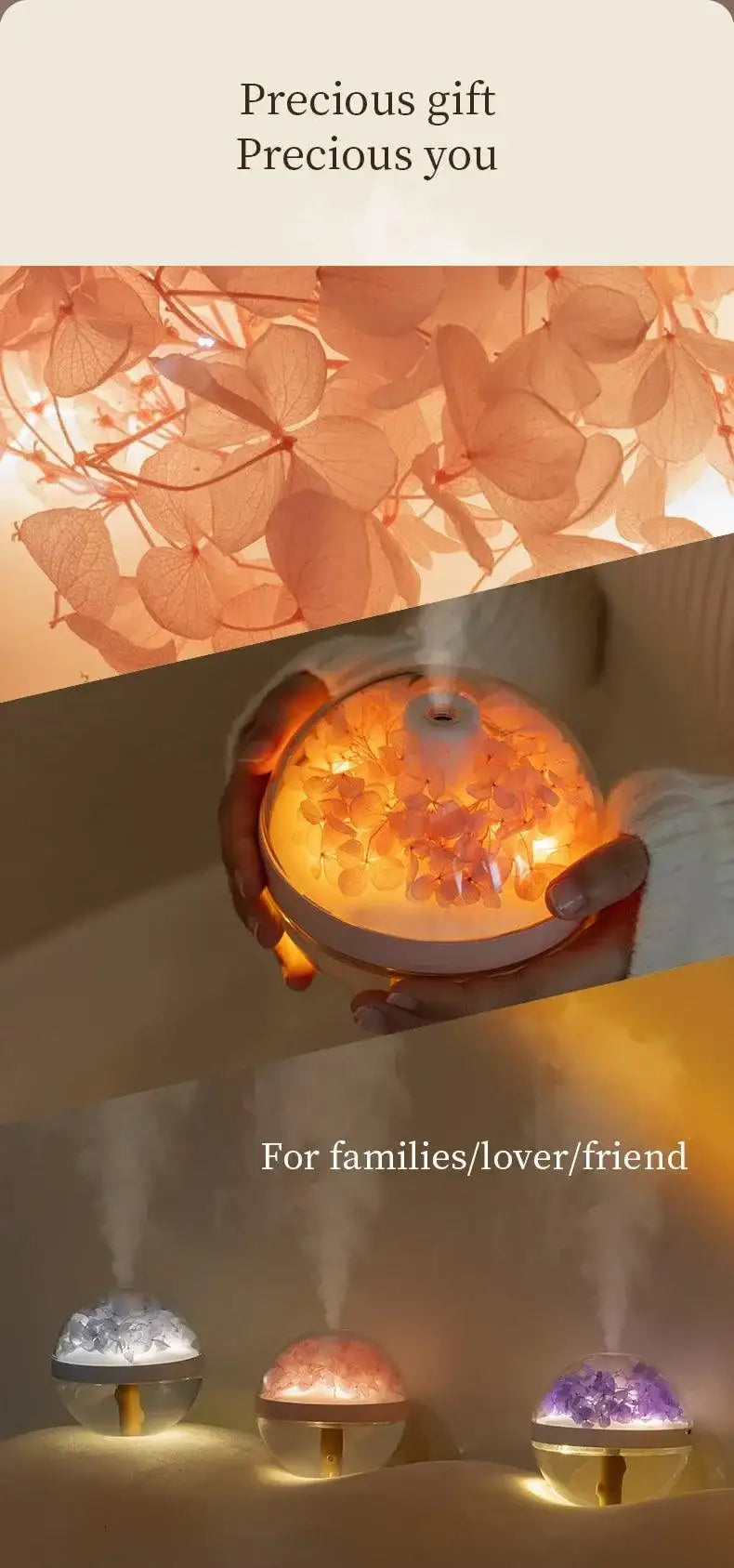 LED Light Flower Bloom Design Air Humidifier │ Modern Boho USB charging Mist Maker - Besontique Home