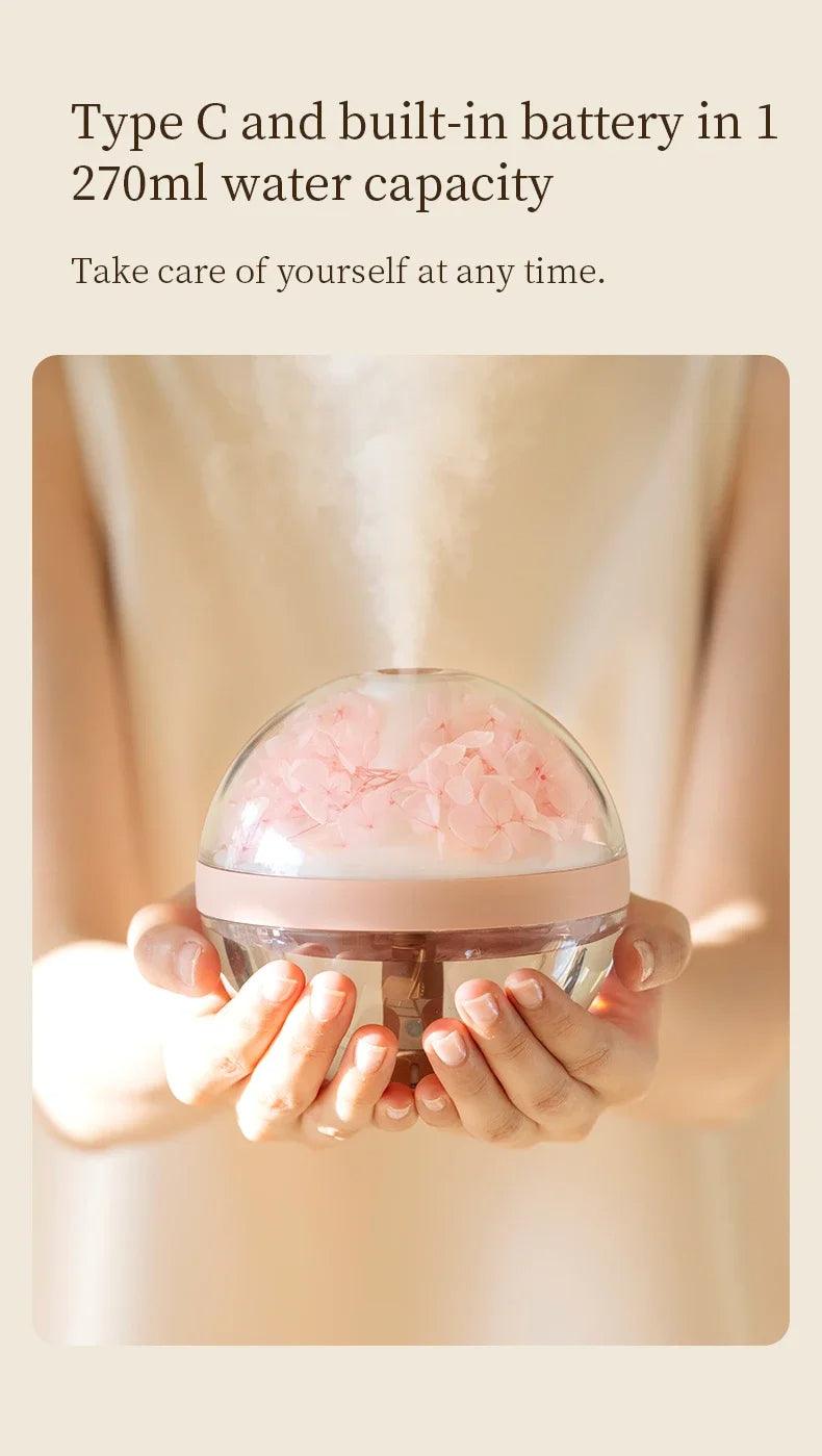 LED Light Flower Bloom Design Air Humidifier │ Modern Boho USB charging Mist Maker - Besontique Home