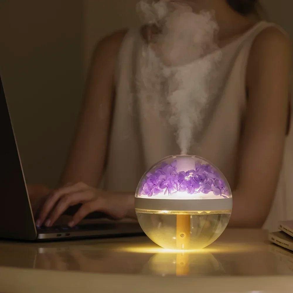 LED Light Flower Bloom Design Air Humidifier │ Modern Boho USB charging Mist Maker - Besontique Home