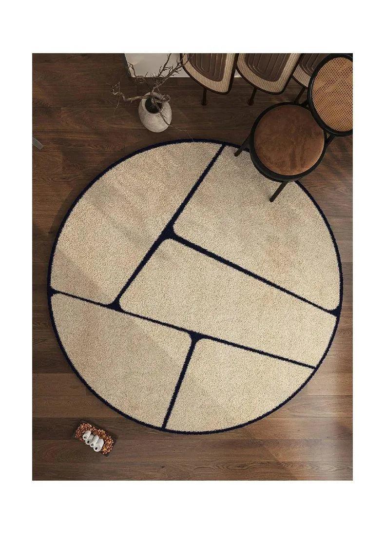 Luxury French Style Black Pattern Round Carpet │ Modern Home Large Area Plush Rugs - Besontique Home