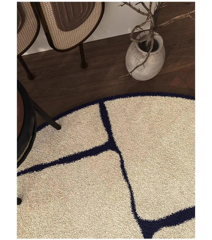 Luxury French Style Black Pattern Round Carpet │ Modern Home Large Area Plush Rugs - Besontique Home