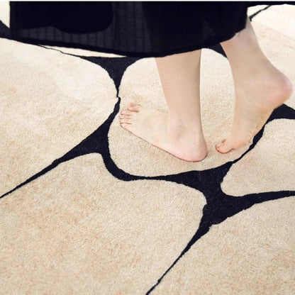 Luxury French Style Black Pattern Round Carpet │ Modern Home Large Area Plush Rugs - Besontique Home