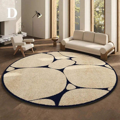 Luxury French Style Black Pattern Round Carpet │ Modern Home Large Area Plush Rugs - Besontique Home