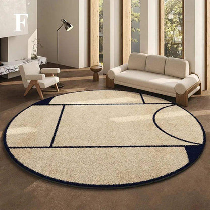 Luxury French Style Black Pattern Round Carpet │ Modern Home Large Area Plush Rugs - Besontique Home