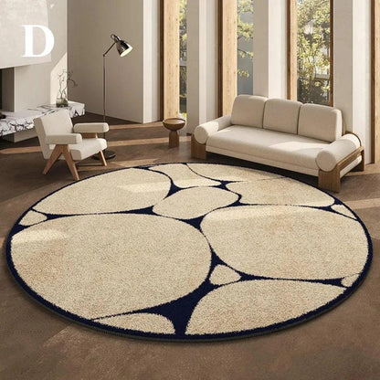 Luxury French Style Black Pattern Round Carpet │ Modern Home Large Area Plush Rugs - Besontique Home