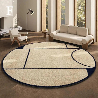 Luxury French Style Black Pattern Round Carpet │ Modern Home Large Area Plush Rugs - Besontique Home