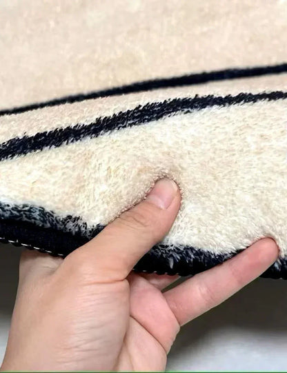 Luxury French Style Black Pattern Round Carpet │ Modern Home Large Area Plush Rugs - Besontique Home