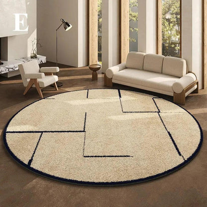 Luxury French Style Black Pattern Round Carpet │ Modern Home Large Area Plush Rugs - Besontique Home