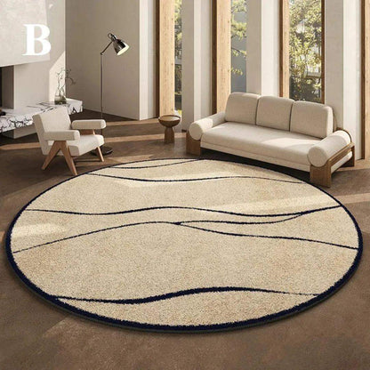 Luxury French Style Black Pattern Round Carpet │ Modern Home Large Area Plush Rugs - Besontique Home