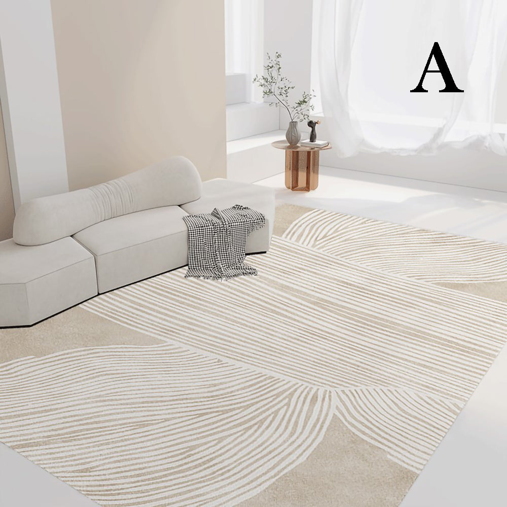Nordic Boho Beige Geometric Home Floor Carpet │ Minimal Line Decor Luxury  Rug