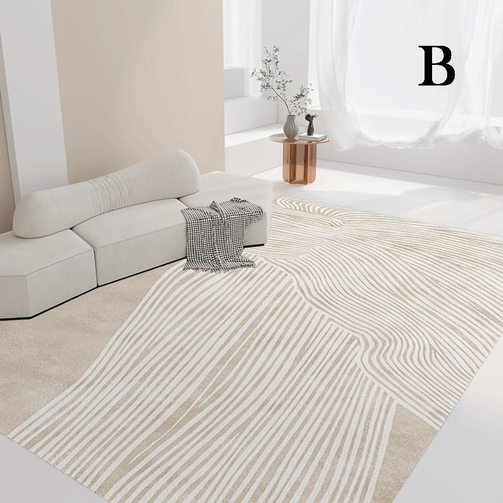 Nordic Boho Beige Geometric Home Floor Carpet │ Minimal Line Decor Luxury Rug Besontique Home Decor Neutral Tone 