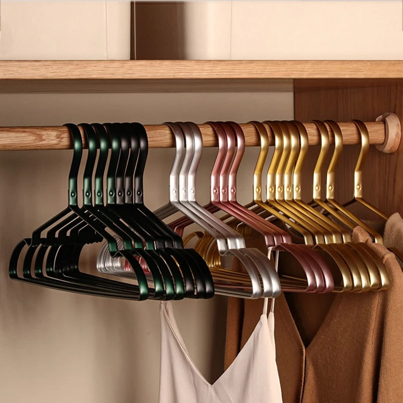 10 pcs Solid Matte Aluminum Alloy Clothes Hangers │ Anti-Slip Metal Rack Wardrobe Organizer Besontique Home Decor