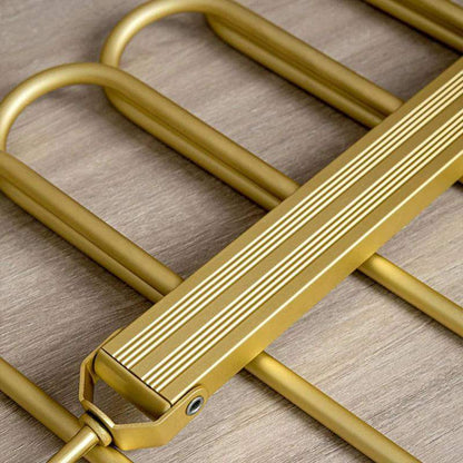 Matte Gold/Gray 6 in 1 Multi-Layer Pants Trouser Clothes Hanger │ Folding-function Scarf Storage Hanging Rack Organizer Hanger - Besontique Home