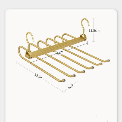 Matte Gold/Gray 6 in 1 Multi-Layer Pants Trouser Clothes Hanger │ Folding-function Scarf Storage Hanging Rack Organizer Hanger - Besontique Home