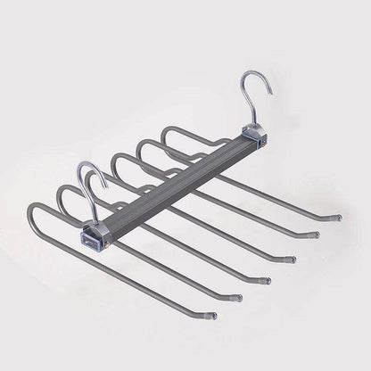 Matte Gold/Gray 6 in 1 Multi-Layer Pants Trouser Clothes Hanger │ Folding-function Scarf Storage Hanging Rack Organizer Hanger - Besontique Home