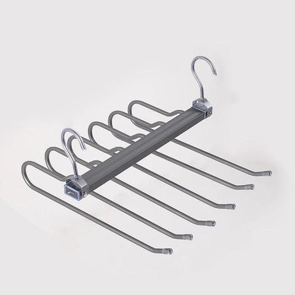 Matte Gold/Gray 6 in 1 Multi-Layer Pants Trouser Clothes Hanger │ Folding-function Scarf Storage Hanging Rack Organizer Hanger - Besontique Home
