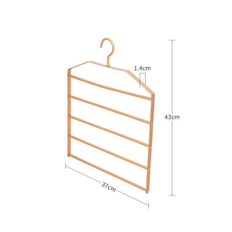 Matte Gold/Silver 5 in 1 Multi-Layer Pants Trouser Hanger │ Wardrobe Clothes Hanging Rack - Besontique