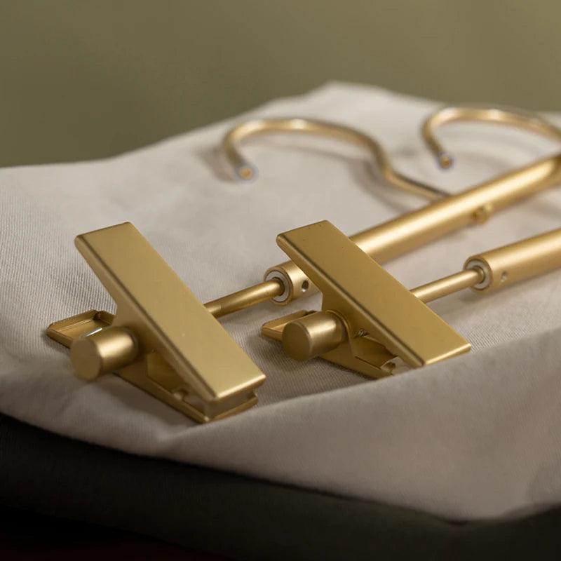 Matte Gold/Silver Skirts Pants Hangers with Clip │ Metal Clothes Wardrobe Trouser Rack - Besontique Home