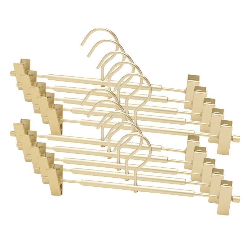 Matte Gold/Silver Skirts Pants Hangers with Clip │ Metal Clothes Wardrobe Trouser Rack - Besontique Home