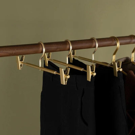 Matte Gold/Silver Skirts Pants Hangers with Clip │ Metal Clothes Wardrobe Trouser Rack - Besontique Home