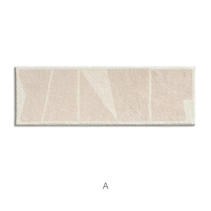 Minimal Design Bedroom Long Tufted Rug │ Japandi Style Pattern Anti Slip Fluffy Long Floor Mat Runner - Besontique Home