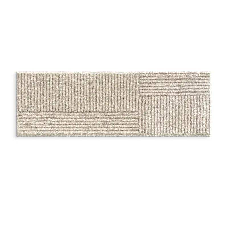 Minimal Design Bedroom Long Tufted Rug │ Japandi Style Pattern Anti Slip Fluffy Long Floor Mat Runner - Besontique Home