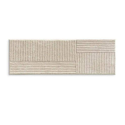 Minimal Design Bedroom Long Tufted Rug │ Japandi Style Pattern Anti Slip Fluffy Long Floor Mat Runner - Besontique Home