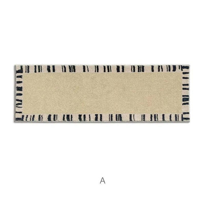 Minimal Design Bedroom Long Tufted Rug │ Japandi Style Pattern Anti Slip Fluffy Long Floor Mat Runner - Besontique Home