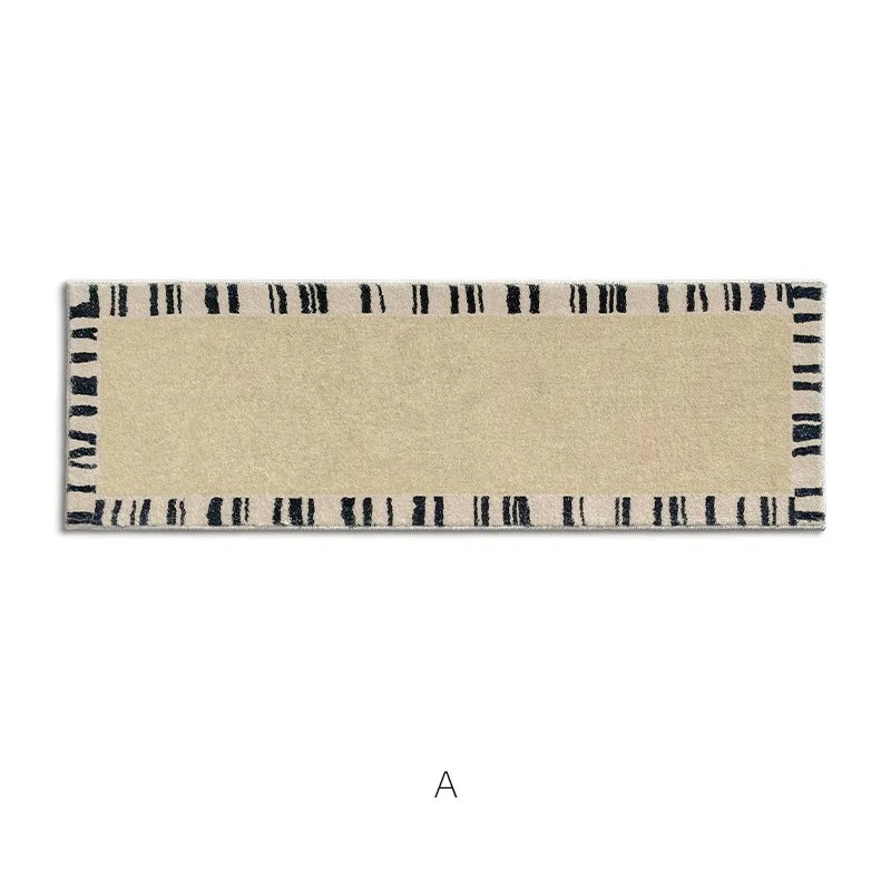 Minimal Design Bedroom Long Tufted Rug │ Japandi Style Pattern Anti Slip Fluffy Long Floor Mat Runner - Besontique Home