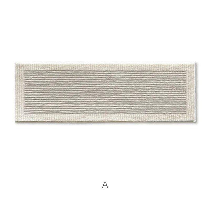 Minimal Design Bedroom Long Tufted Rug │ Japandi Style Pattern Anti Slip Fluffy Long Floor Mat Runner - Besontique Home