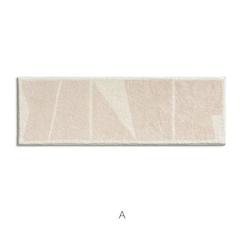 Minimal Design Bedroom Long Tufted Rug │ Japandi Style Pattern Anti Slip Fluffy Long Floor Mat Runner - Besontique Home
