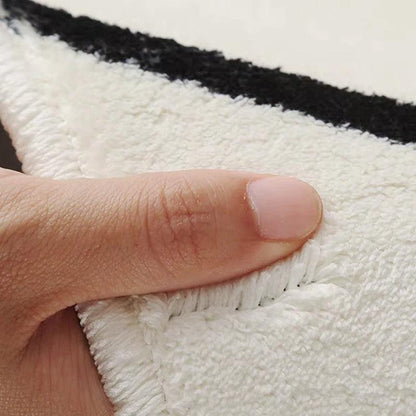 Minimal Design Bedroom Long Tufted Rug │ Japandi Style Pattern Anti Slip Fluffy Long Floor Mat Runner - Besontique Home