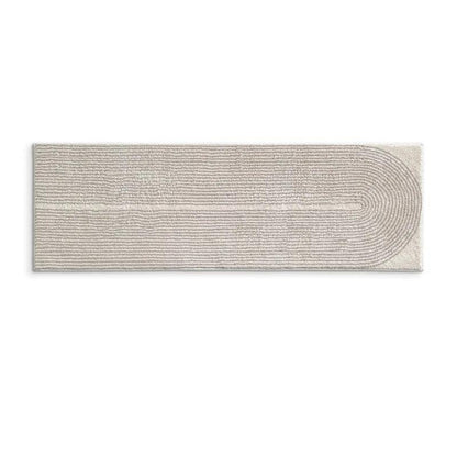 Minimal Design Bedroom Long Tufted Rug │ Japandi Style Pattern Anti Slip Fluffy Long Floor Mat Runner - Besontique Home