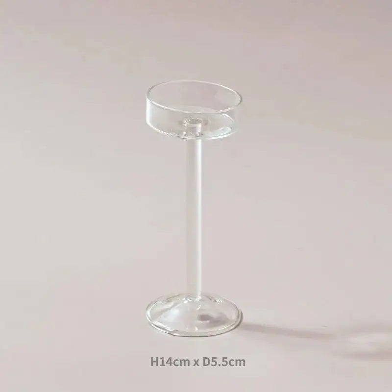 Minimal Glass Candlesticks Candle Holder Set │ Modern Nordic Transparent Tall Candle Stand - Besontique Home