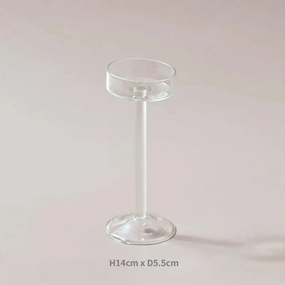Minimal Glass Candlesticks Candle Holder Set │ Modern Nordic Transparent Tall Candle Stand - Besontique Home