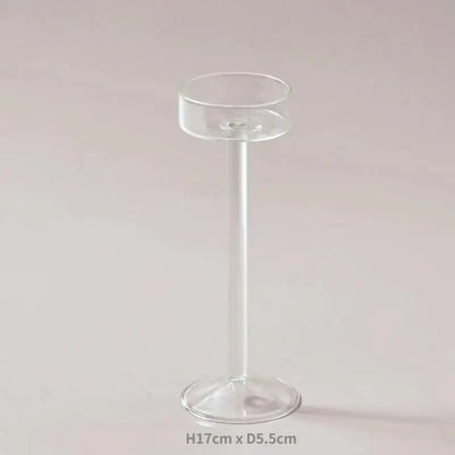 Minimal Glass Candlesticks Candle Holder Set │ Modern Nordic Transparent Tall Candle Stand - Besontique Home