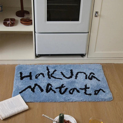 Minimal Hakuna Matata Letter Tufting Floor Mat │ Modern Soft Decorative Anti Slip Aesthetic Rug - Besontique Home