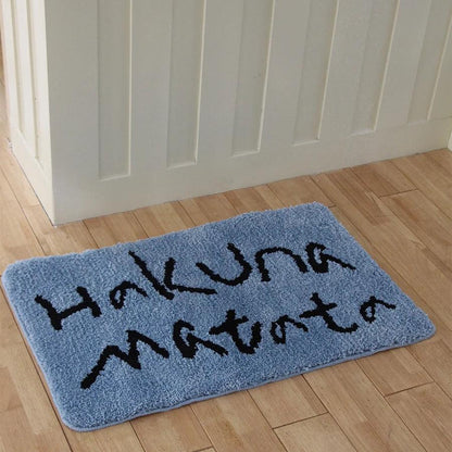 Minimal Hakuna Matata Letter Tufting Floor Mat │ Modern Soft Decorative Anti Slip Aesthetic Rug - Besontique Home