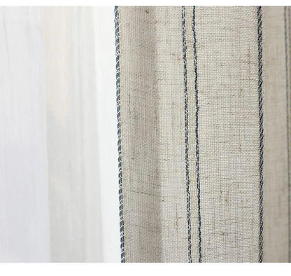 Minimal Linen Cotton Stripe Curtain │ Modern Simple Long Wide Window Drapes - Besontique Home