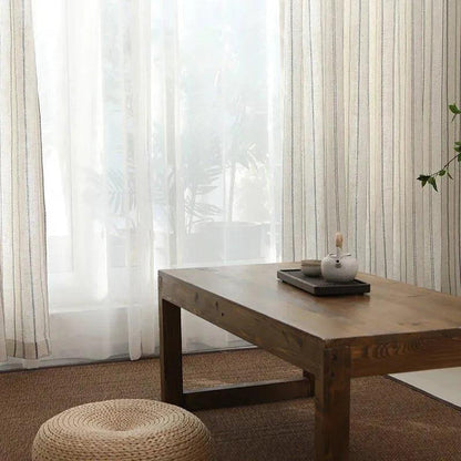 Minimal Linen Cotton Stripe Curtain │ Modern Simple Long Wide Window Drapes - Besontique Home