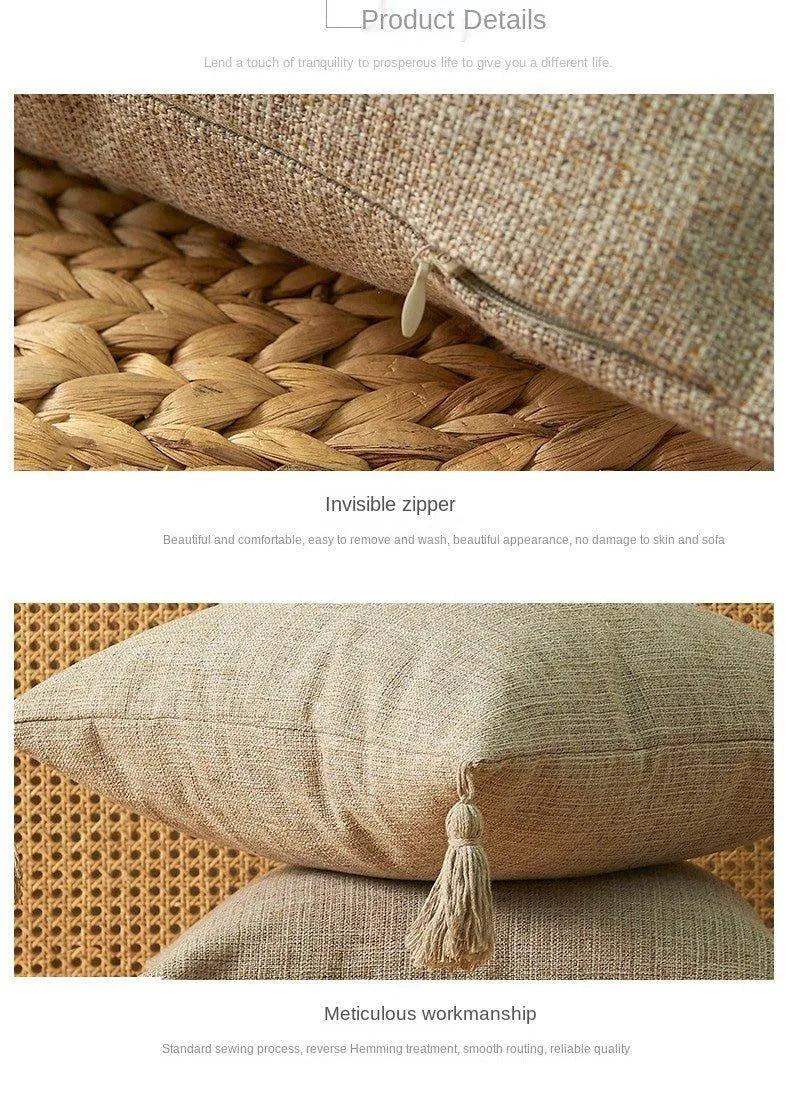 Minimal Linen Cushion Cover with Tassels - Besontique Home