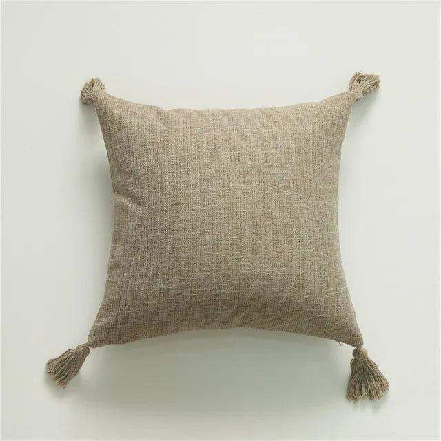 Minimal Linen Cushion Cover with Tassels - Besontique Home